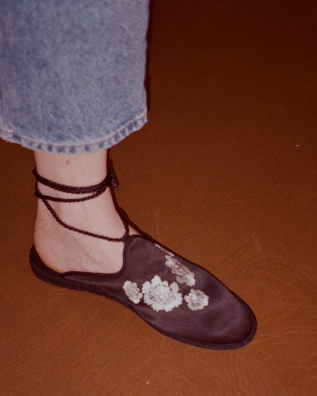 Ciao Lucia Embroidered Satin Slide