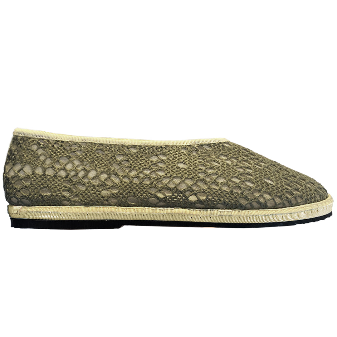 Lilly Sisto x Viani Milano Amagansett Crochet Flat - Olive Green