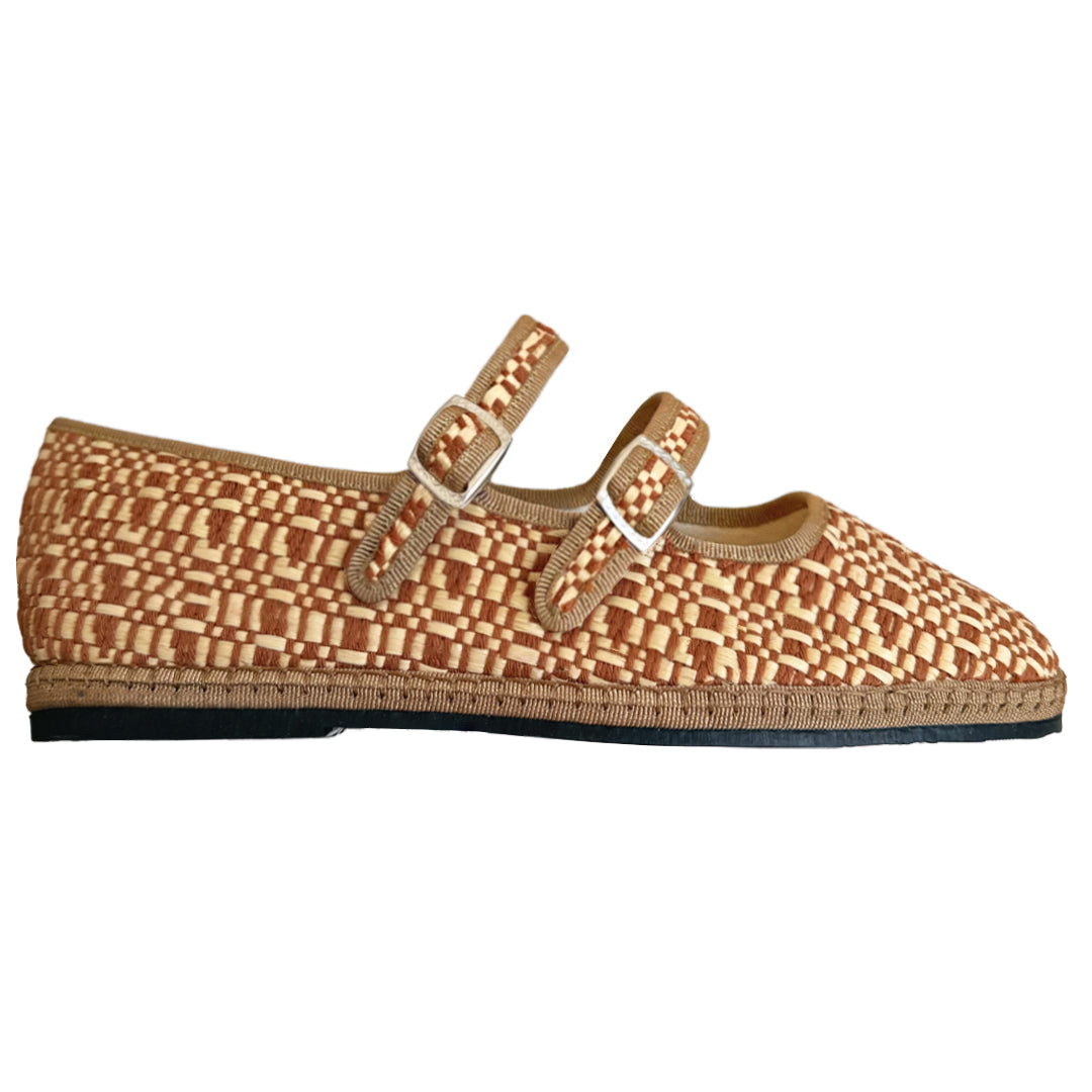 Nocciola Raffia Double Mary Jane Friulane