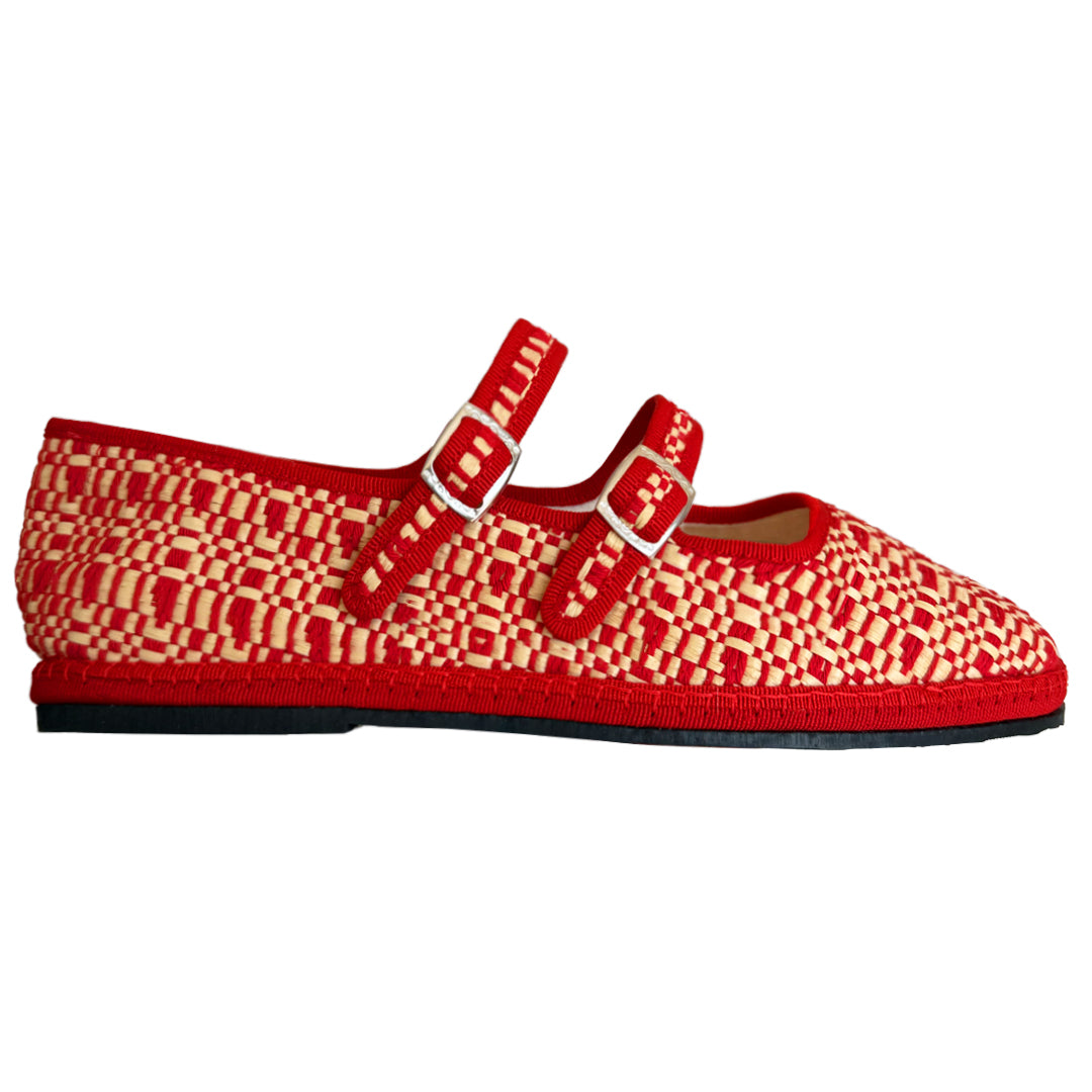 Aragosta Red Raffia Double Mary Jane Friulane