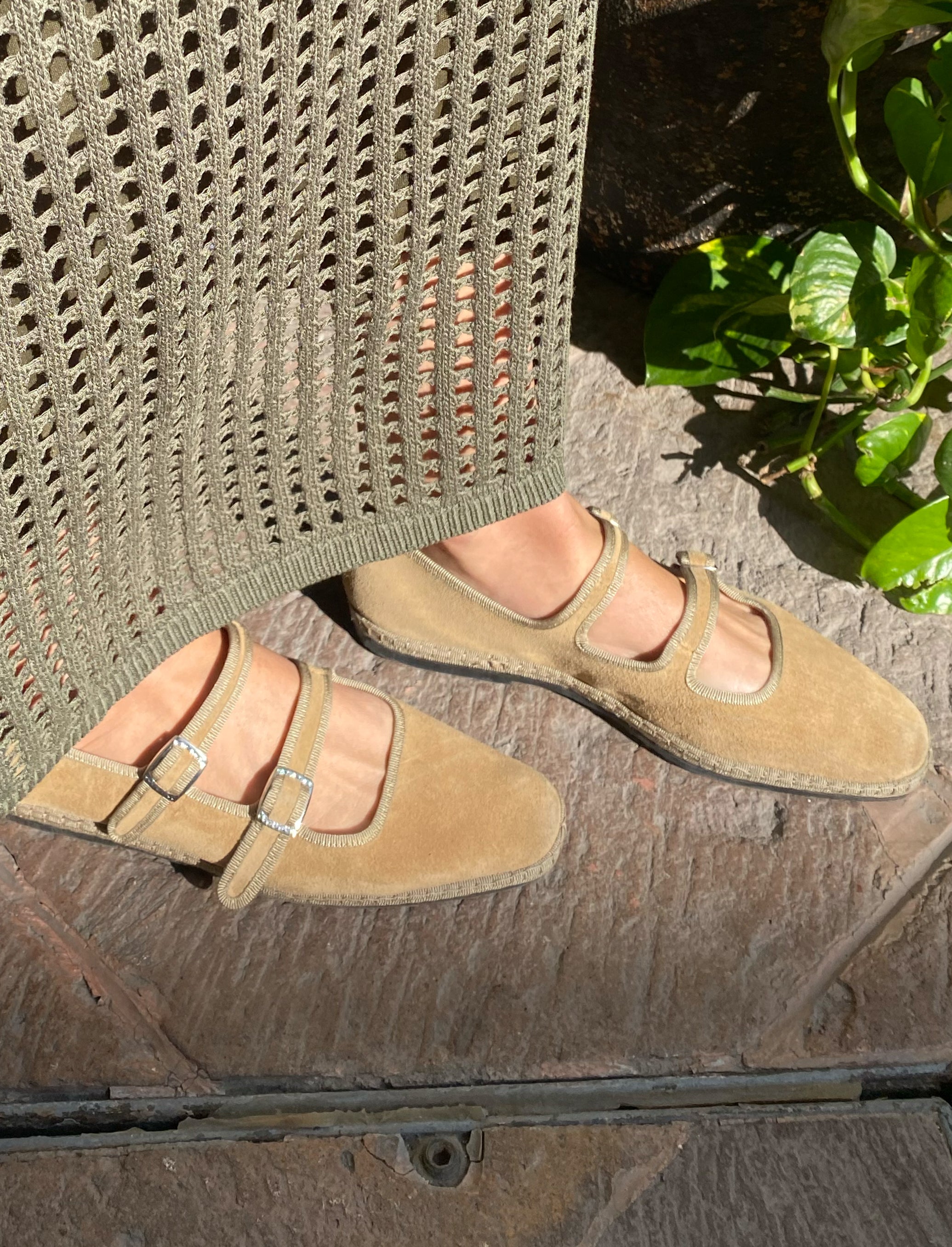 Antonia Suede Double Mary Jane - Italian Suede Shoes