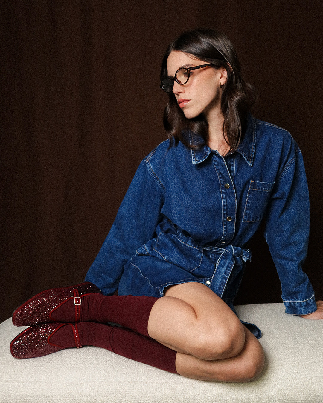 Mina Burgundy Glitter Mary Jane