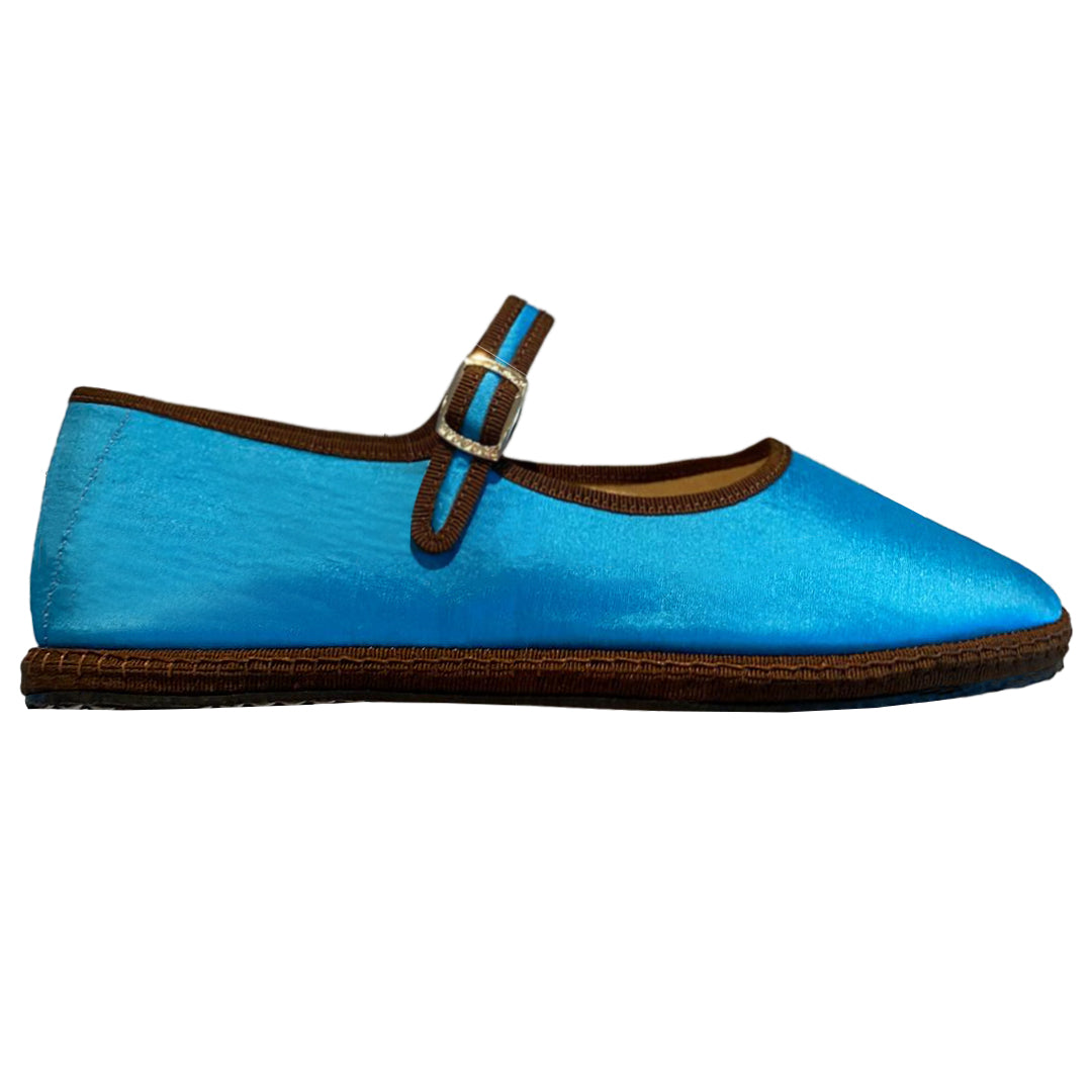 Ulla Blue Shantung Mary Jane Friulane | Size 36