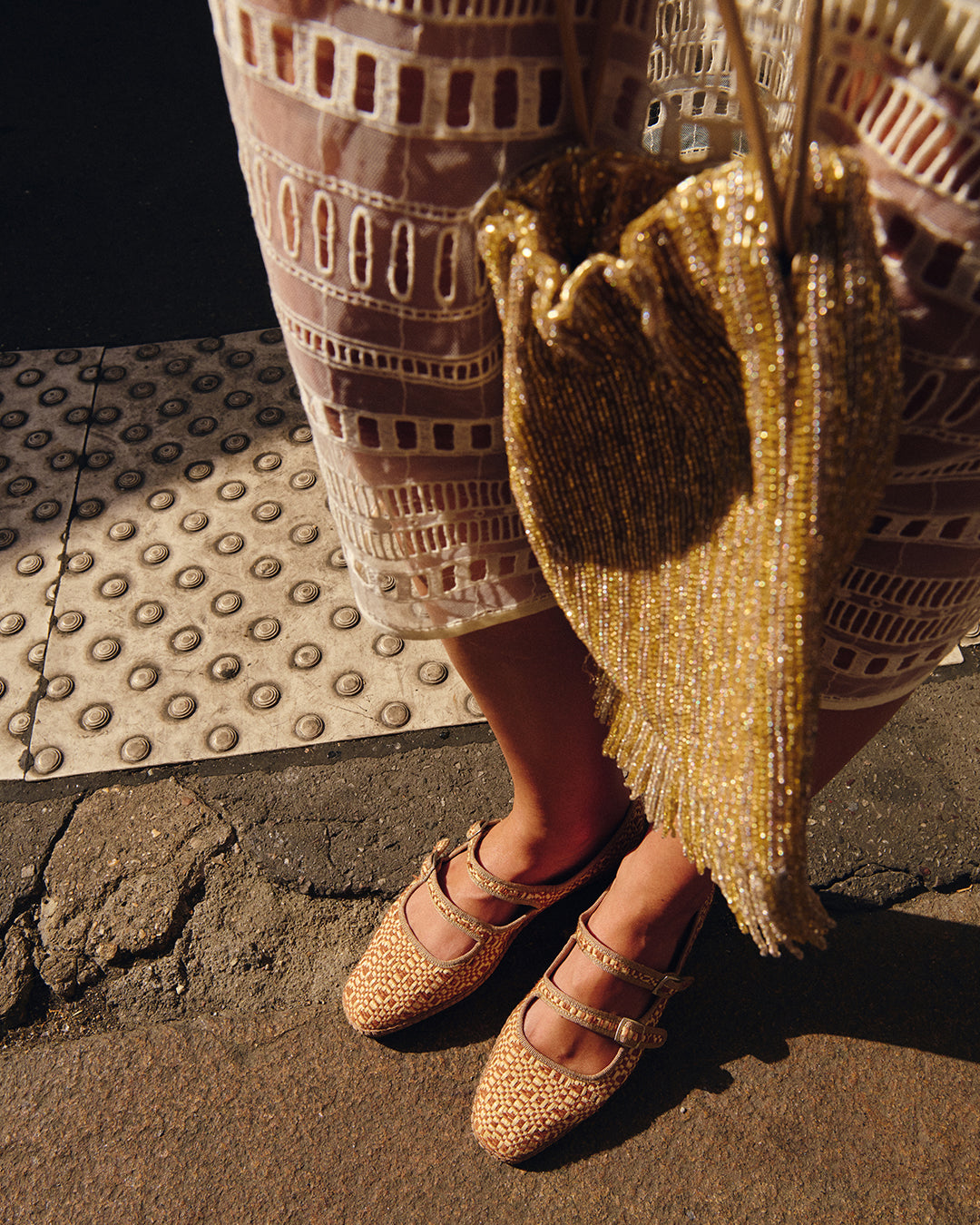 Nocciola Raffia Double Mary Jane Friulane