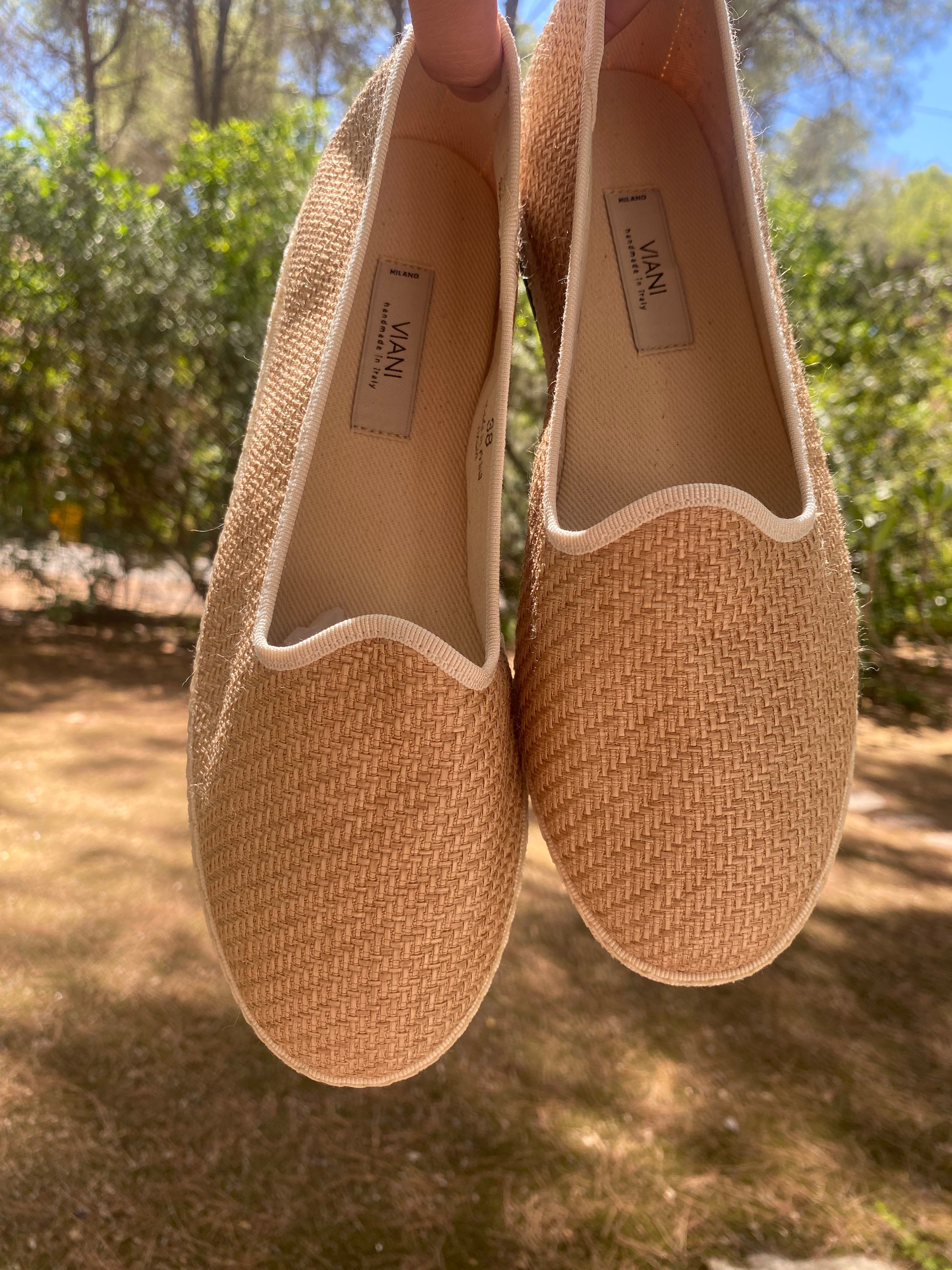 Cala White Raffia Friulane Shoes | Size 35