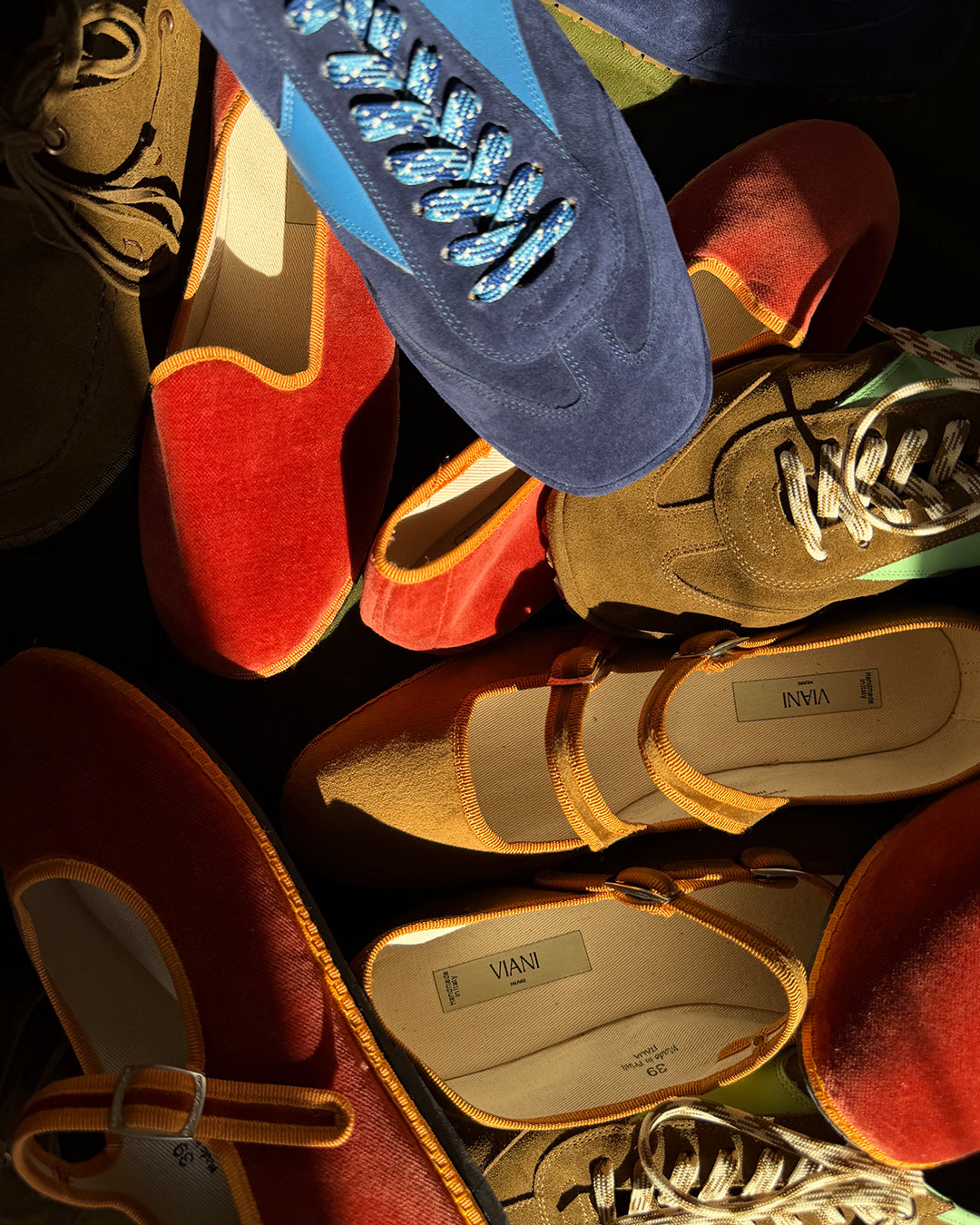 The Autumn Palette collection: Ambra Friulane with Corsa Sneakers and Mary Janes in autumn colors